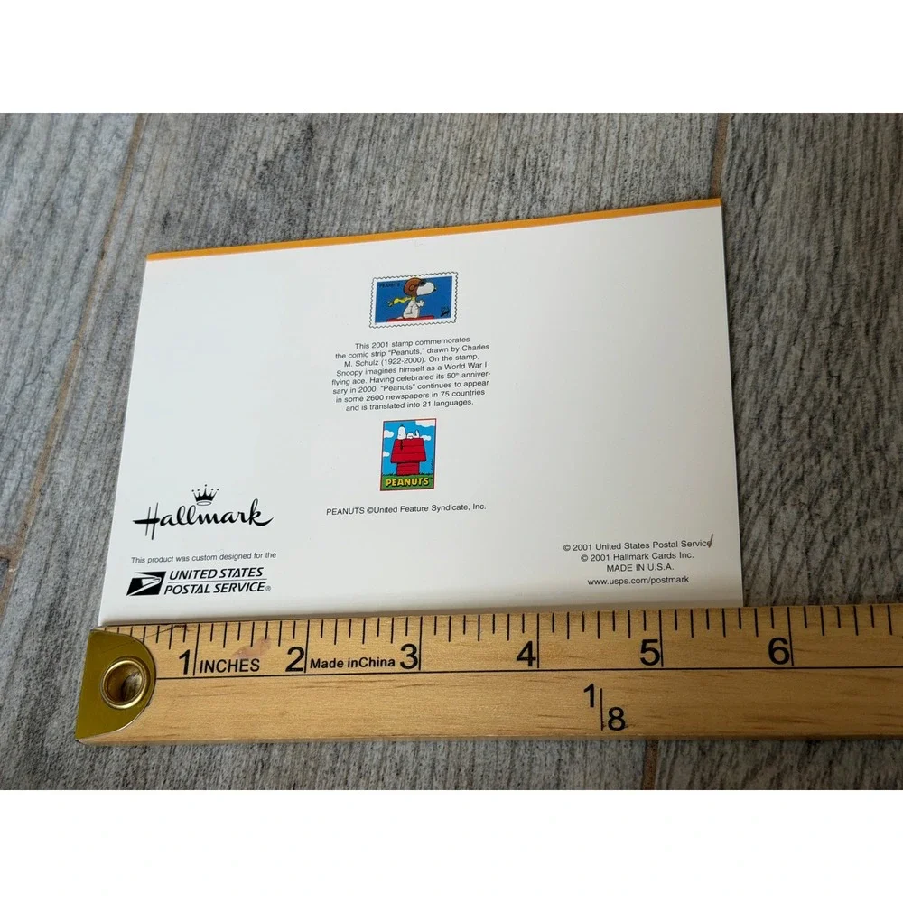 Hallmark Peanuts Note Card Folio Open Box Snoopy Flying Ace USPS 2001 Greeting